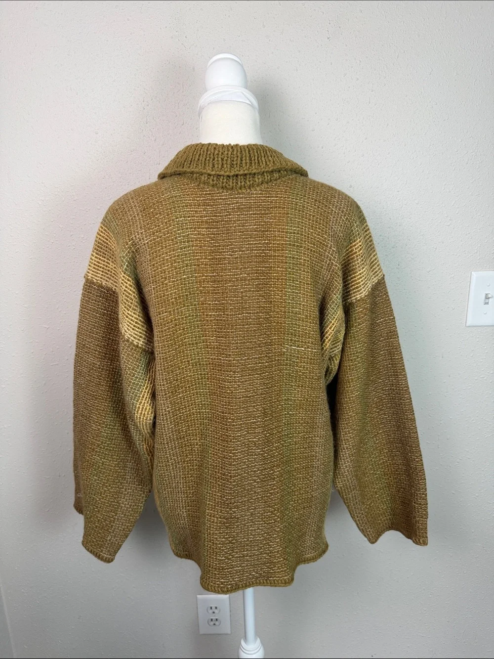 Women’s XL Wool Woven Cardigan Jacket Frog Closure Earth Tone Boho Artisan